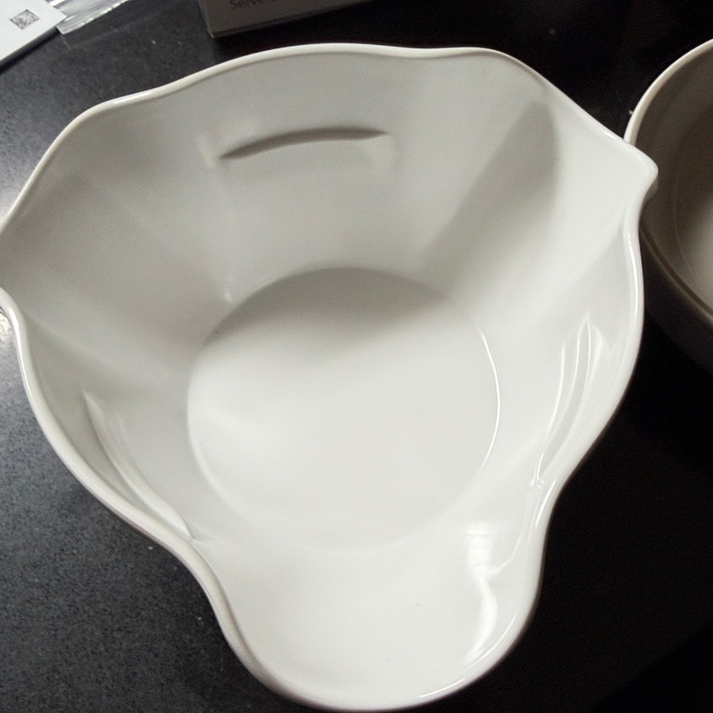 Double Dish Serving Bowl - Cream and White - Picture 2 of 6
